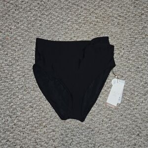 NWT CALIA High Rise Side Twist Swim Bottoms Pure Black S